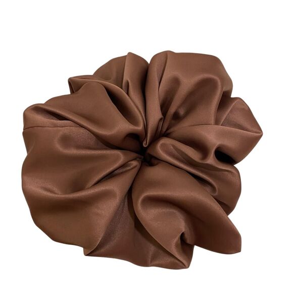 Satin Hair Scrunchie. Brown XXL - Picture 1 of 5